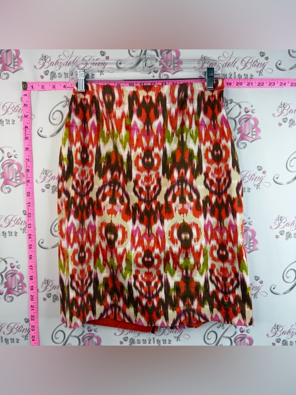 Jones New York skirt Stretch Vibrant Multicoloured Ikat Pencil Skirt Green,Pink
